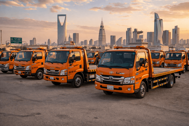 Professional tow truck fleet in the city